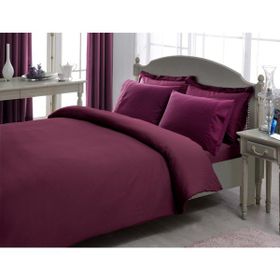 Taç Mürdüm Çift Kişilik Premium Basic Stripe Saten 200 x 220 cm Nevresim Takımı