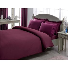 Taç Mürdüm Çift Kişilik Premium Basic Stripe Saten Nevresim Takımı