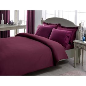 Taç Mürdüm Çift Kişilik Premium Basic Stripe Saten Nevresim Takımı