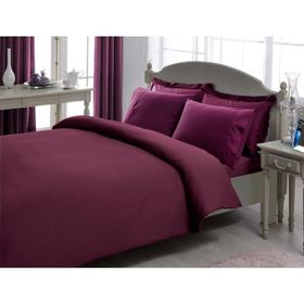 Taç Mürdüm Çift Kişilik Premium Basic Stripe Saten Nevresim Takımı