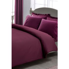 Taç Mürdüm Çift Kişilik Premium Basic Stripe Saten Nevresim Takımı