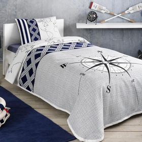Taç Navi Genç Modası Lacivert Çift Kişilik Pike Takımı