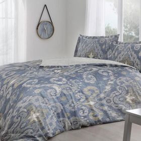 Taç Pamuk Saten Kendal Mavi Çift Kişilik Nevresim Takımı