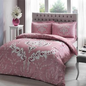 Taç Pamuk Saten Romy Pembe Çift Kişilik Nevresim Takımı