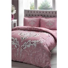 Taç Pamuk Saten Romy Pembe Çift Kişilik Nevresim Takımı