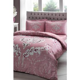 Taç Pamuk Saten Romy Pembe Çift Kişilik Nevresim Takımı