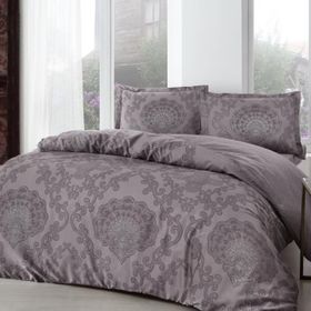 Taç Pamuk Saten Violet Mürdüm Çift Kişilik Nevresim Takımı