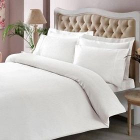 Taç Premium Basic King Size Pamuk Saten Beyaz Çift Kişilik Nevresim Takımı
