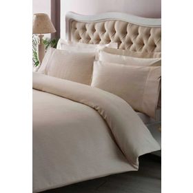 Taç Premium Basic King Size Pamuk Saten Krem Nevresim Takımı