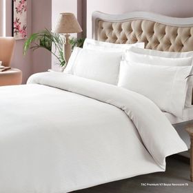 Taç Premium Basic King Size Pamuk Saten Krem Nevresim Takımı