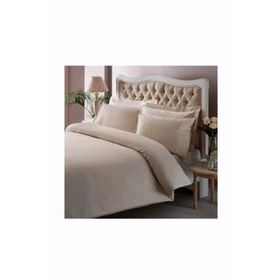 Taç Premium Basic King Size Pamuk Saten Krem Nevresim Takımı