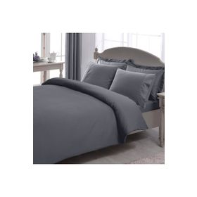 Taç Premium Basic King Size Stripe Pamuk Saten Antrasit Nevresim Takımı