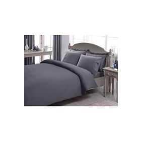Taç Premium Basic King Size Stripe Pamuk Saten Antrasit Nevresim Takımı
