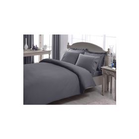 Taç Premium Basic King Size Stripe Pamuk Saten Antrasit Nevresim Takımı
