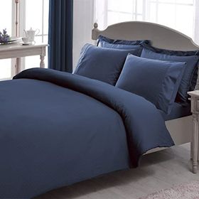 Taç Premium Basic Stripe Lacivert Saten Çift Kişilik Nevresim Takımı