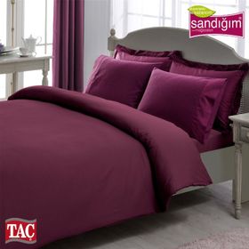 Taç Premium Basic Stripe Lila Çift Kişilik Nevresim Takımı