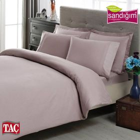 Taç Premium Basic Stripe Lila Çift Kişilik Nevresim Takımı