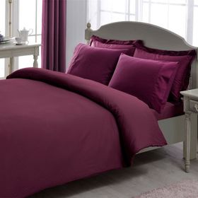 Taç Premium Basic Stripe Mürdüm Çift Kişilik Nevresim Takımı