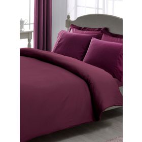 Taç Premium Basic Stripe Mürdüm Çift Kişilik Nevresim Takımı