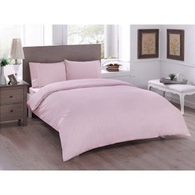 Taç Ranforce Basic Pembe Çift Kişilik Nevresim Takımı
