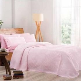 Taç Rosabella Pembe Jakarlı Çift Kişilik Pike Takımı