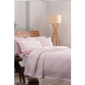 Taç Rosabella Pembe Jakarlı Tek Kişilik Pike Takımı