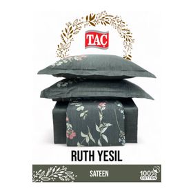 Taç Ruth %100 Saten Çift Kişilik Yeşil Nevresim Takımı
