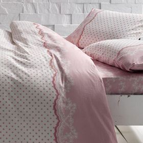 Taç Sally Pembe Çift Kişilik Ranforce Nevresim Takımı