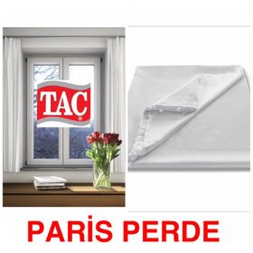 Taç Saten Güneşlik Düz Dikiş Kırık Beyaz 400x200 cm Fon Perde