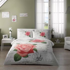 Taç Saten Paris Pembe Makosaten Çift Kişilik Nevresim Takımı