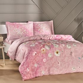 Taç Serlina Pembe Çift Kişilik Saten Nevresim Takımı