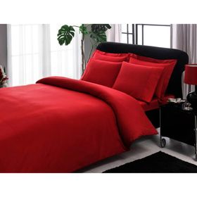 Taç Stripe Kırmızı King Size XL Battal Boy Premium Basic Nevresim Takımı