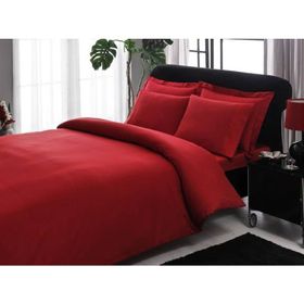 Taç Stripe Kırmızı King Size XL Battal Boy Premium Basic Nevresim Takımı
