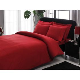 Taç Stripe Kırmızı King Size XL Battal Boy Premium Basic Nevresim Takımı