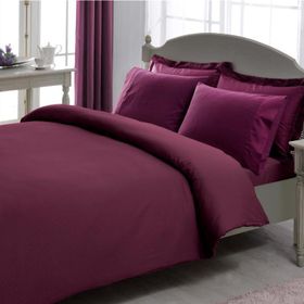 Taç Stripe Saten King Size Mürdüm Çift Kişilik Nevresim Takımı