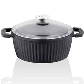 Taç TAC-4975 Valeriya Dokum Cam Kapak 22 cm Siyah Derin Tencere