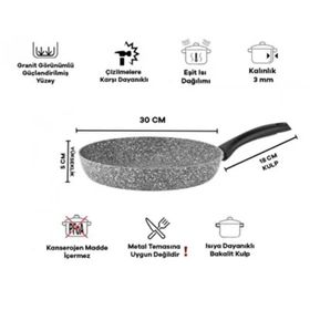 Taç Ultra Granit 3 Parça 26+28+30 cm Gri Tava Seti