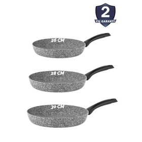 Taç Ultra Granit 3 Parça 26+28+30 cm Gri Tava Seti