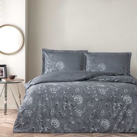 Taç Violatte Saten Antrasit Çift Kişilik 200 x 220 cm Nevresim Takımı