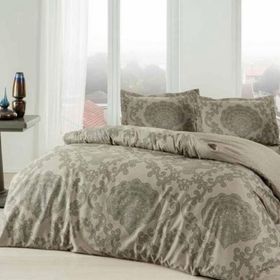 Taç Violet Saten Haki Çift Kişilik Nevresim Takımı