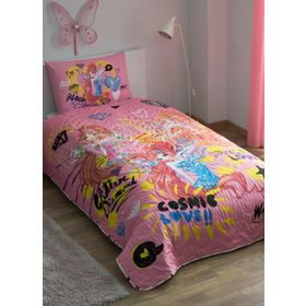 Taç Winx Flower Tek Kişilik Yatak Örtüsü Seti