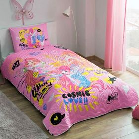 Taç Winx Flower Tek Kişilik Yatak Örtüsü Seti