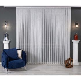 Taç Zincir Desen Çizgili 1-3 Sık Pile Beyaz 100x250 cm Tül Perde