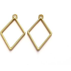 Tahtakale Toptancı Epoksi Basık Kare Model Metal 5 Adet Gold Kolye Takı Ucu