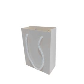 Tahtakale Toptancıları 13.8X10X5 cm 25 Adet Beyaz İp Saplı Minik Boy Düz Renk Karton Çanta
