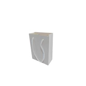 Tahtakale Toptancıları 13.8X10X5 cm 25 Adet Beyaz İp Saplı Minik Boy Düz Renk Karton Çanta