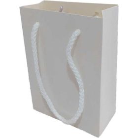 Tahtakale Toptancıları 13.8X10X5 cm 25 Adet Beyaz İp Saplı Minik Boy Düz Renk Karton Çanta