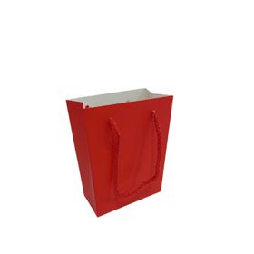 Tahtakale Toptancıları 13.8X10X5 cm 25 Adet Kırmızı İp Saplı Minik Boy Düz Renk Karton Çanta