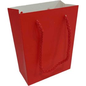 Tahtakale Toptancıları 13.8X10X5 cm 25 Adet Kırmızı İp Saplı Minik Boy Düz Renk Karton Çanta