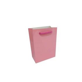 Tahtakale Toptancıları 13.8X10X5 cm 25 Adet Pembe İp Saplı Minik Boy Düz Renk Karton Çanta
